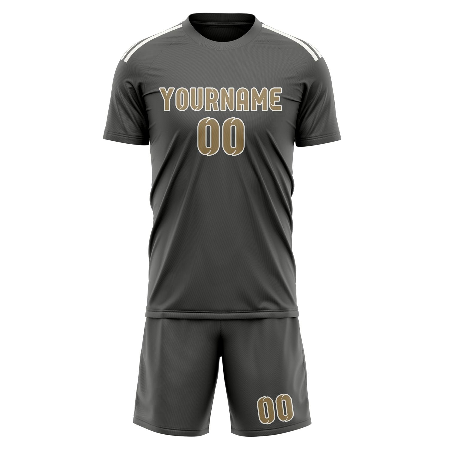 Maßgeschneidertes Professionelles Dunkelgrau Hellkhaki Fußballtrikot-Set
