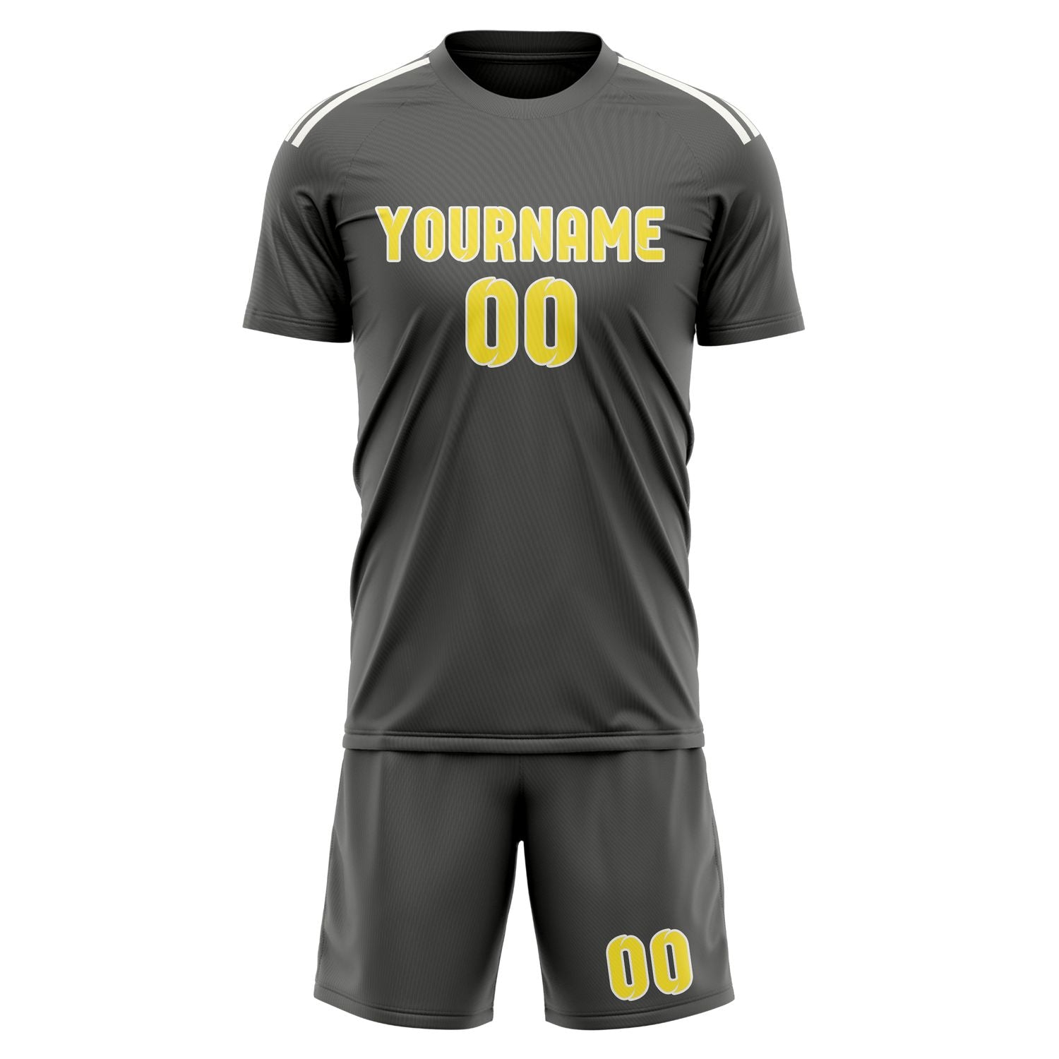 Maßgeschneidertes Professionelles Dunkelgrau Blassgelb Fußballtrikot-Set