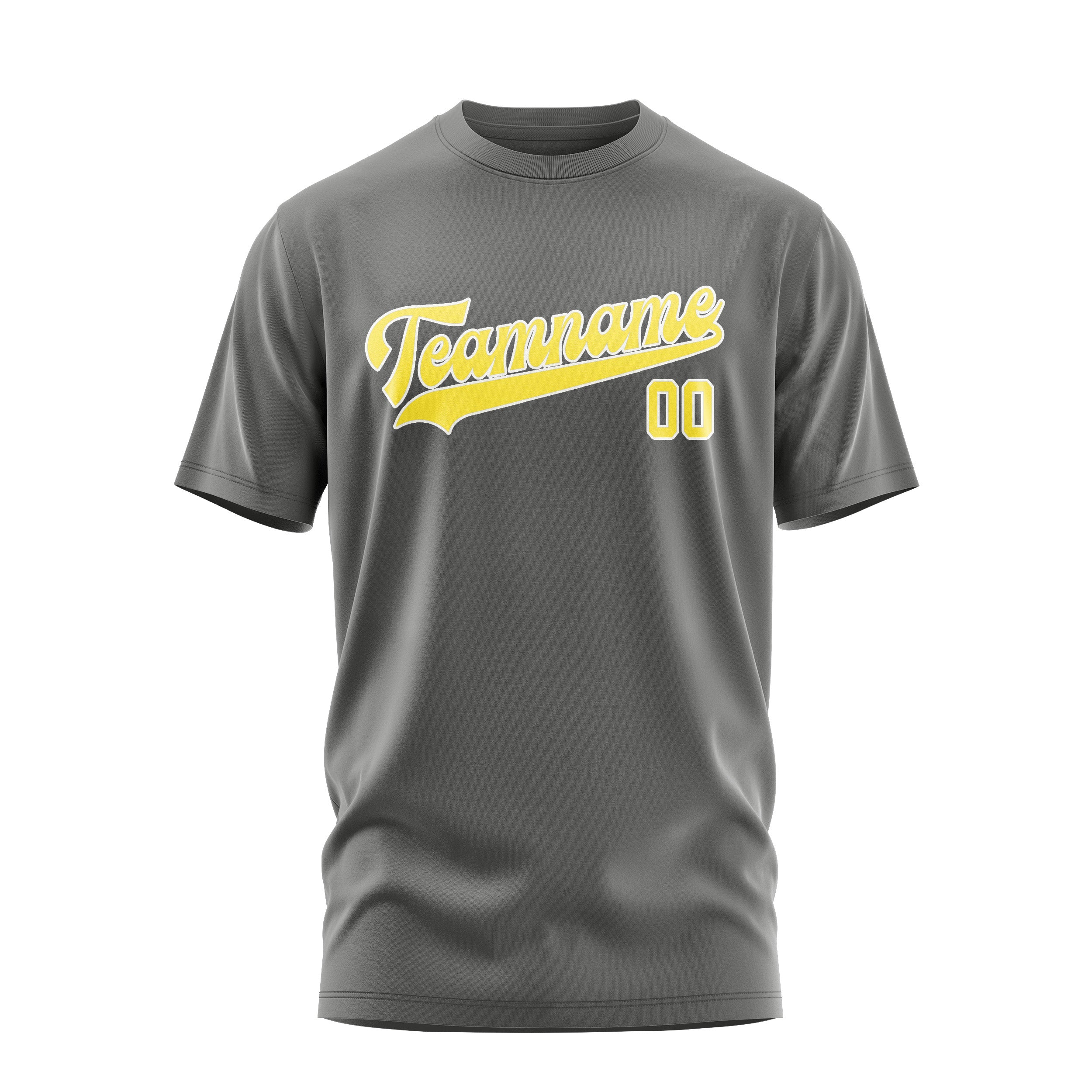 Maßgeschneidertes Dunkelgrau Blassgelb T-Shirt