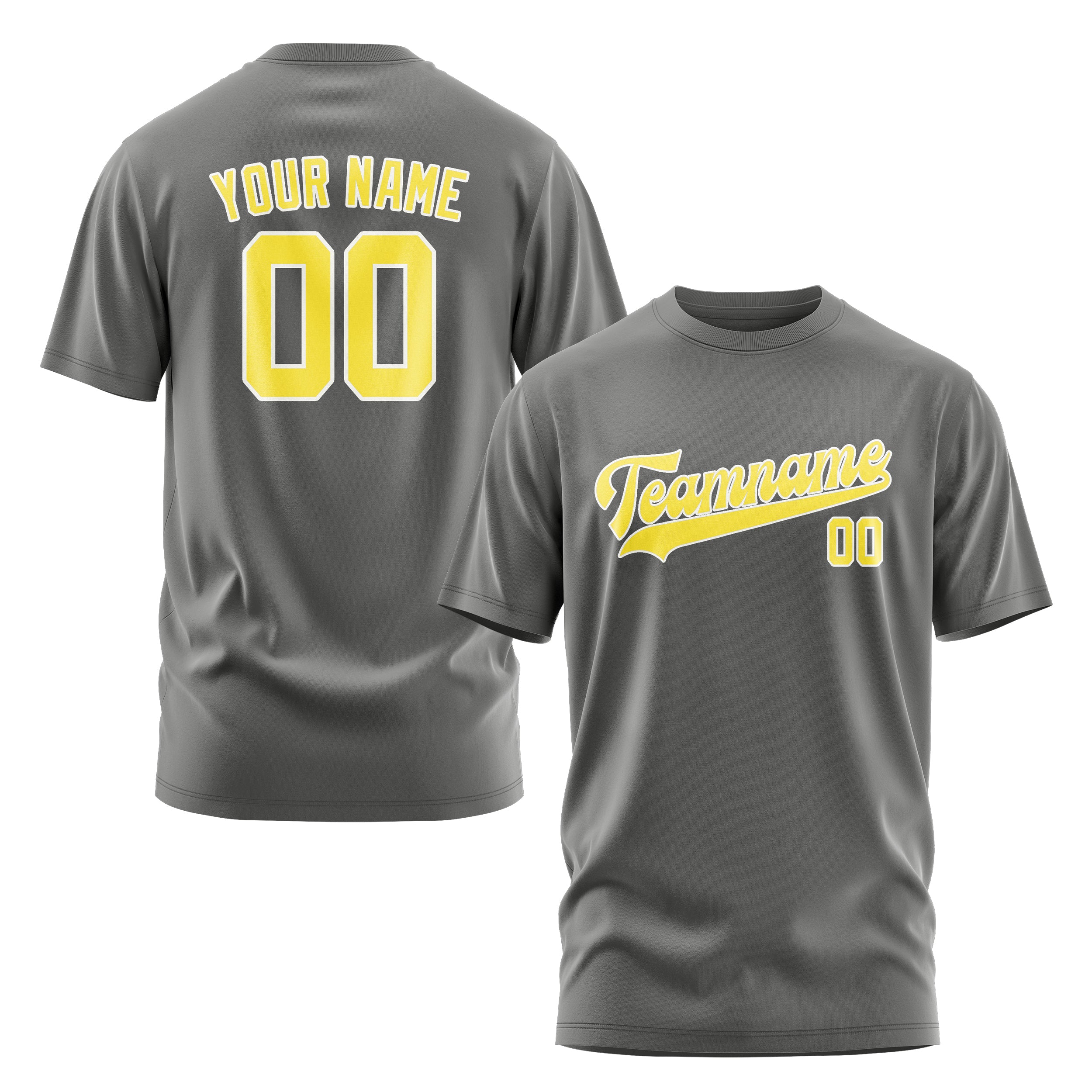 Maßgeschneidertes Dunkelgrau Blassgelb T-Shirt
