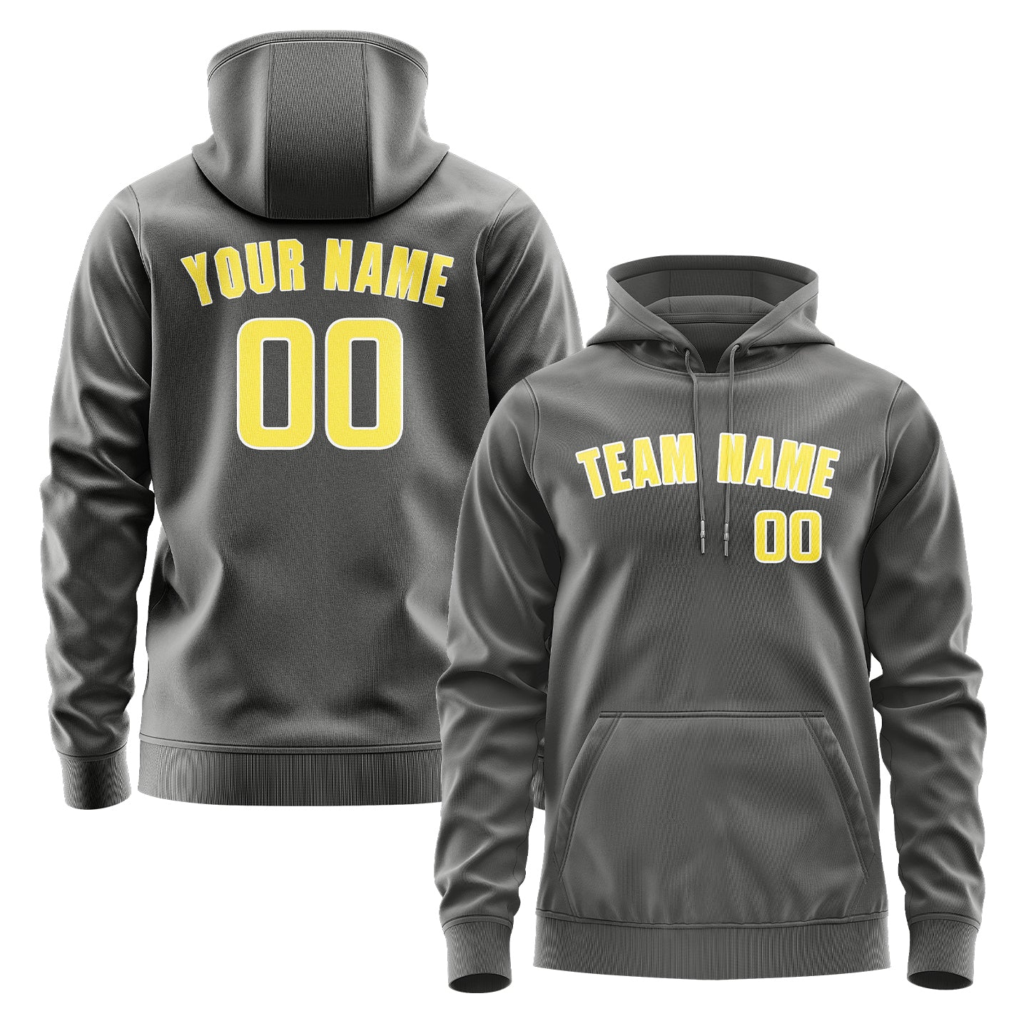 Maßgeschneidertes Dunkelgrau Blassgelb Hoodie