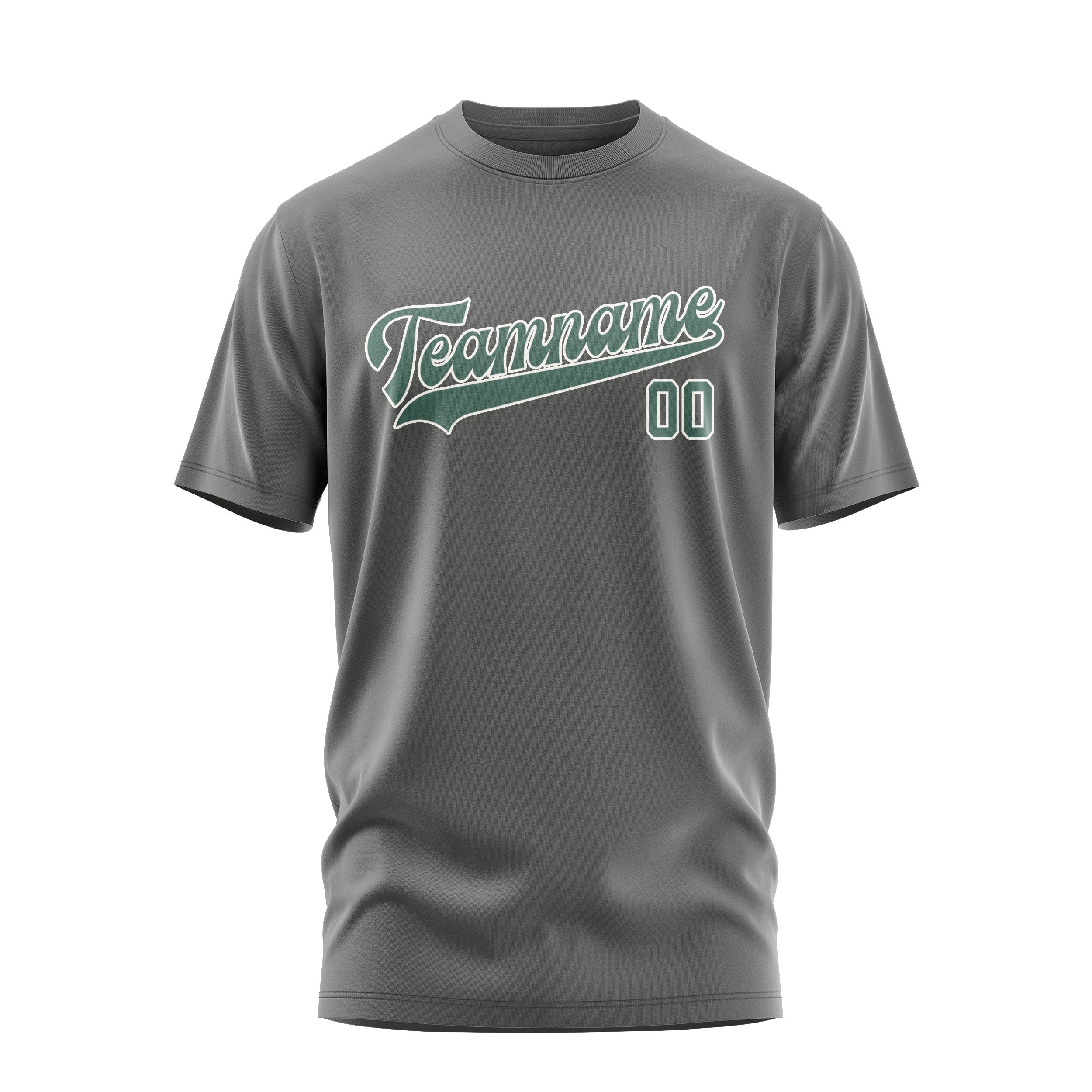 Maßgeschneidertes Dunkelgrau Blaugrün T-Shirt