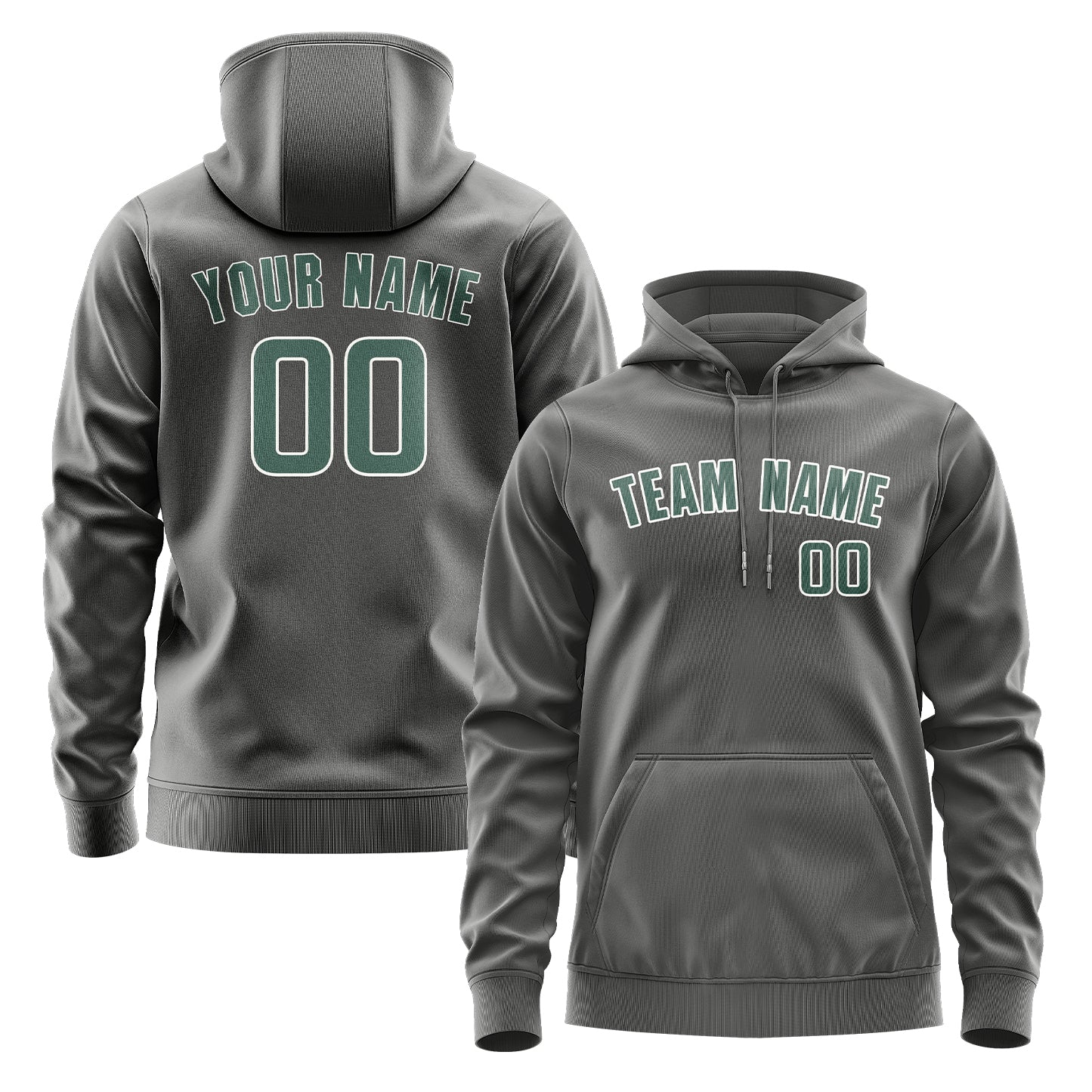 Maßgeschneidertes Dunkelgrau Blaugrün Hoodie