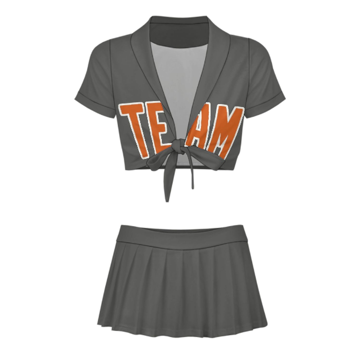 Maßgeschneidertes Dunkelgrau Orange Cheerleader Outfit Set