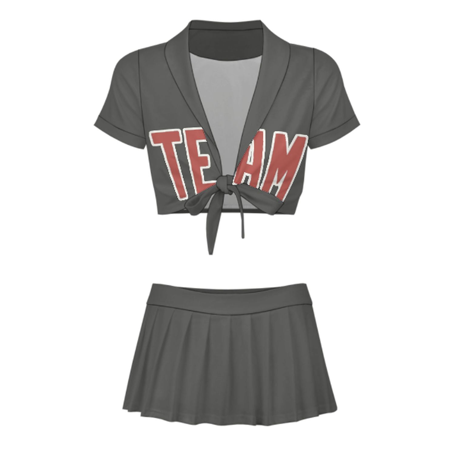 Maßgeschneidertes Dunkelgrau Kupferrose Cheerleader Outfit Set