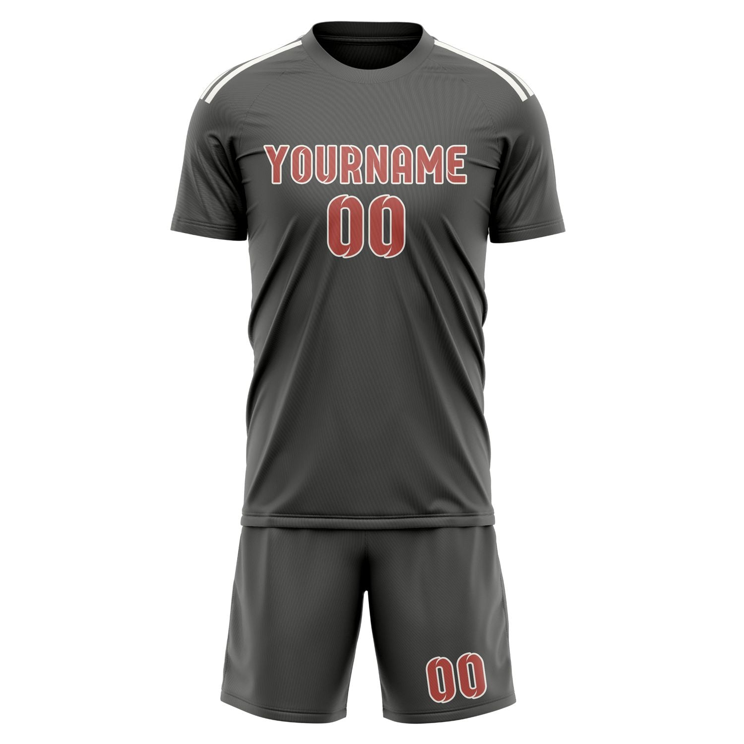Maßgeschneidertes Professionelles Dunkelgrau Kupferrose Fußballtrikot-Set