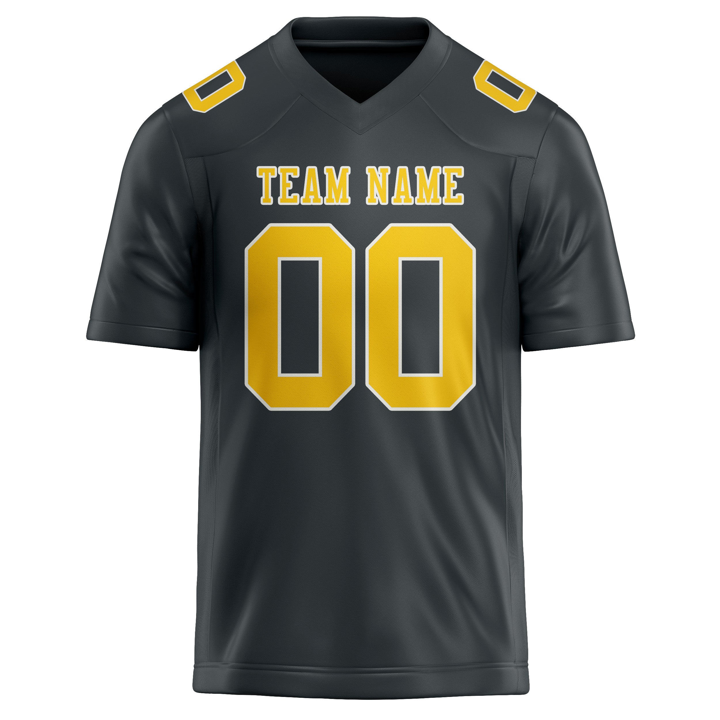 Maßgeschneidertes Professionelles Dunkelgrau Gold Rugbytrikot