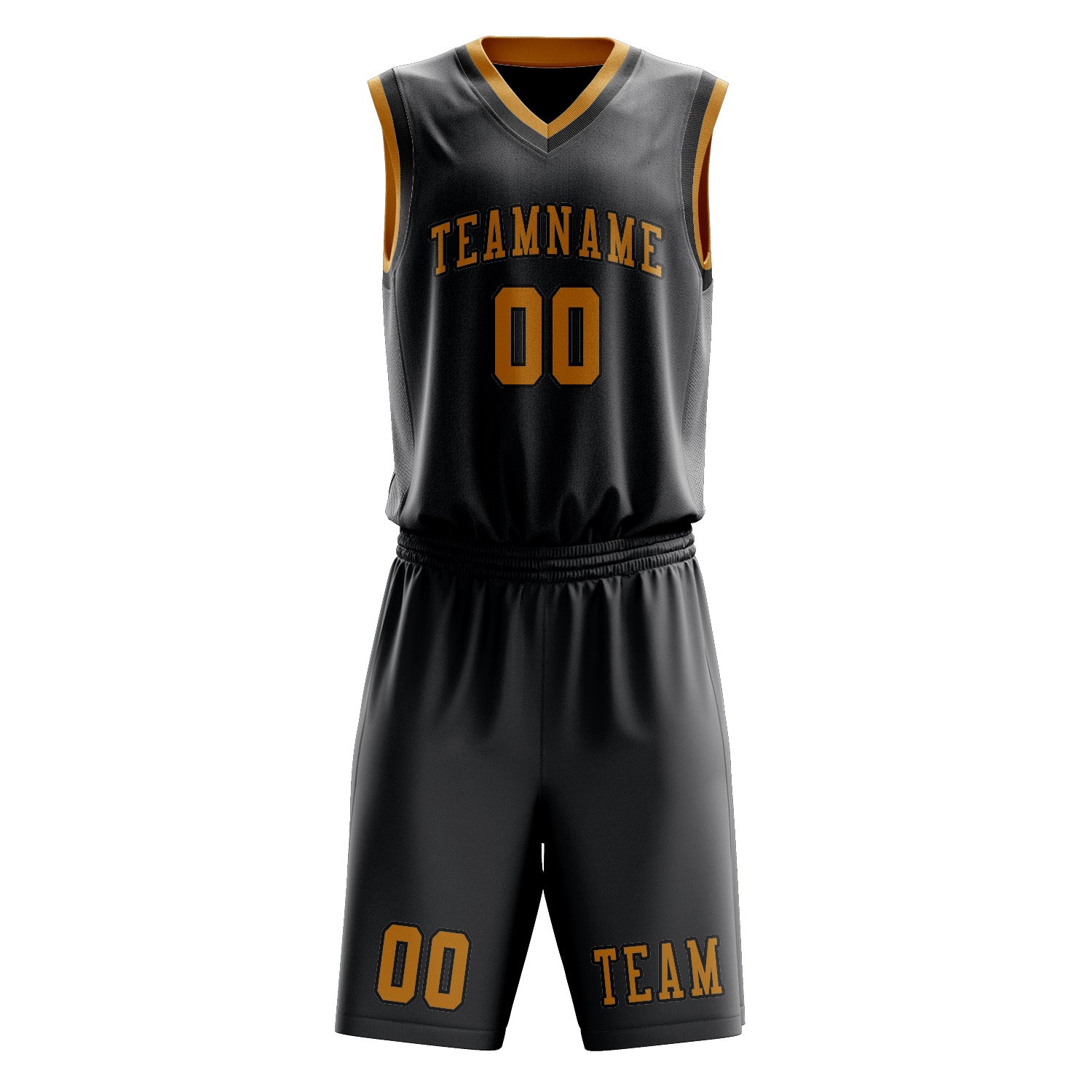 Benutzerdefiniertes Professionelles Dunkelgrau Gelb Basketballtrikot-Set