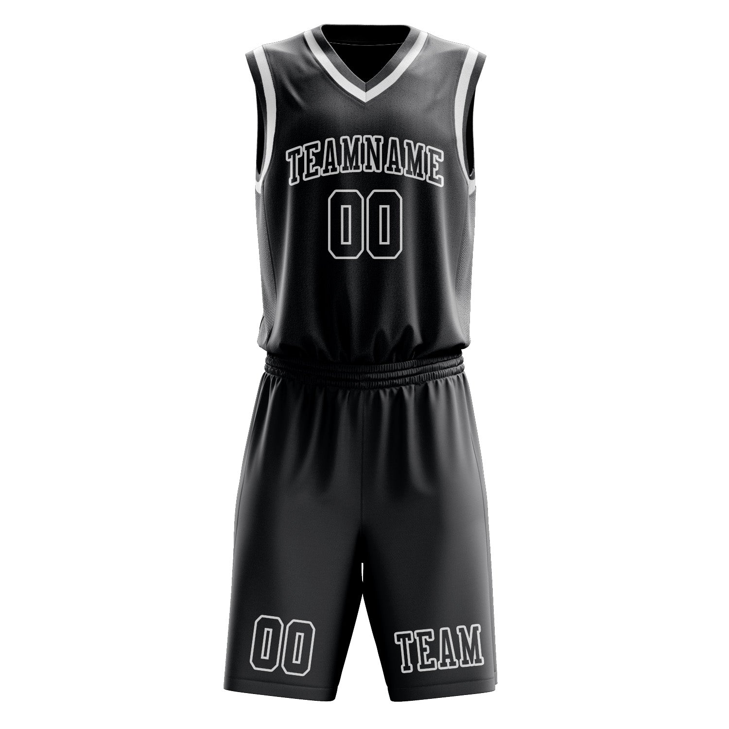 Benutzerdefiniertes Professionelles Dunkelgrau Weiß Basketballtrikot-Set