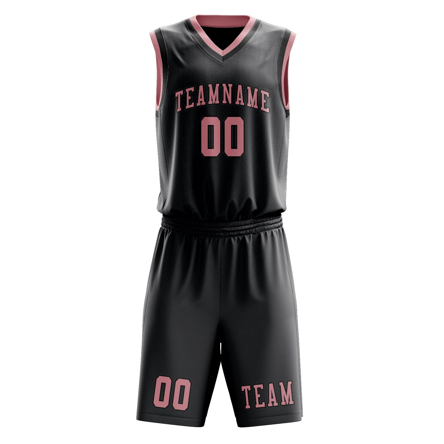 Benutzerdefiniertes Professionelles Dunkelgrau Rosa Basketballtrikot-Set