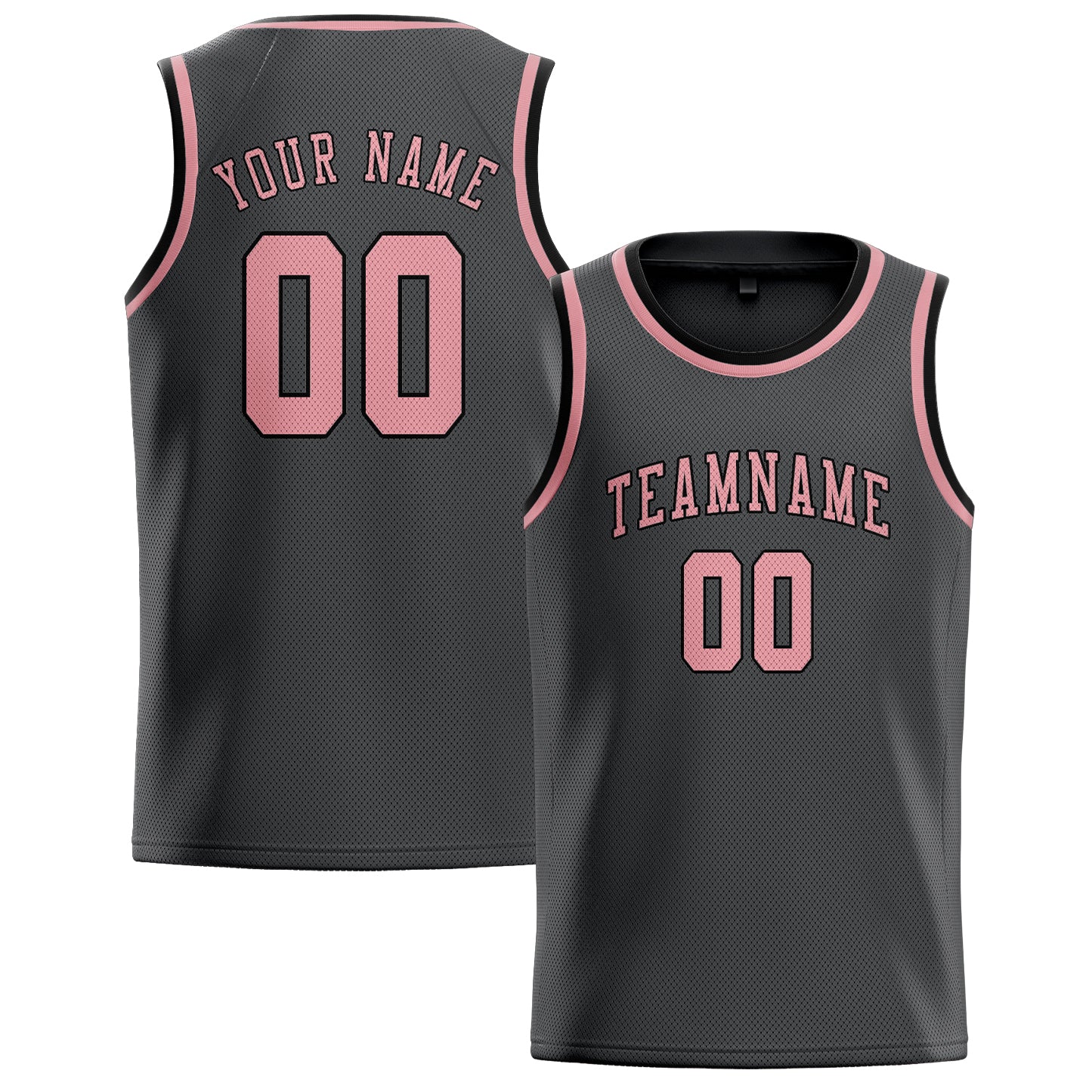 Benutzerdefiniertes Professionelles Dunkelgrau Rosa Basketballtrikot