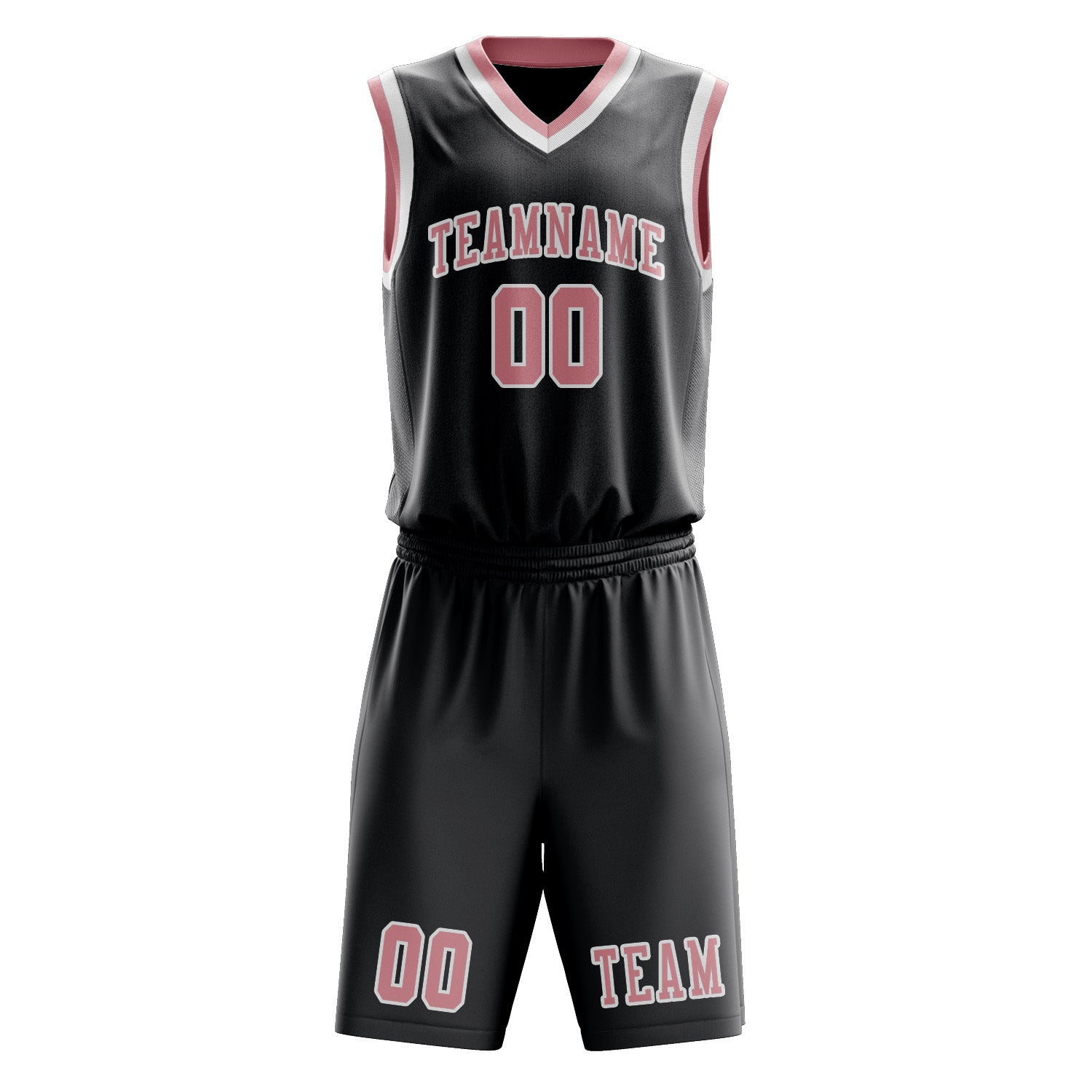 Benutzerdefiniertes Professionelles Dunkelgrau Rosa Basketballtrikot-Set