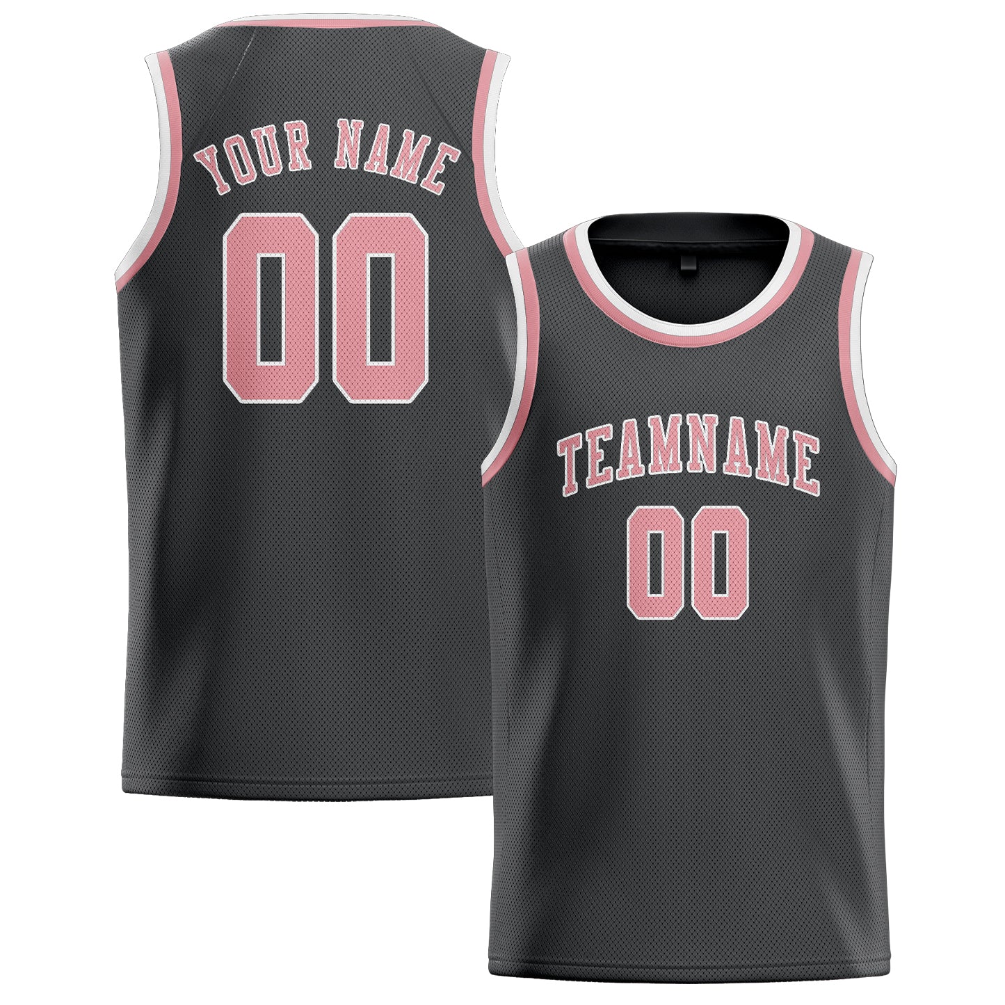 Benutzerdefiniertes Professionelles Dunkelgrau Rosa Basketballtrikot