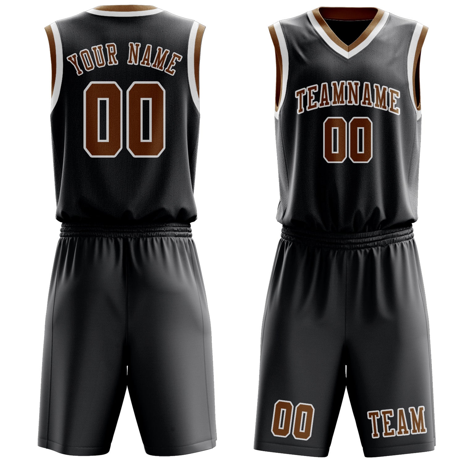 Benutzerdefiniertes Professionelles Dunkelgrau Khaki Basketballtrikot-Set