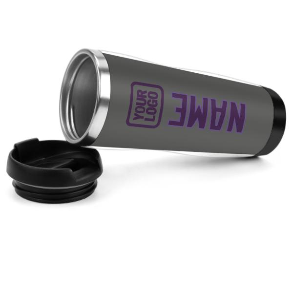 Tazza personalizzata in acciaio inossidabile grigio scuro e viola