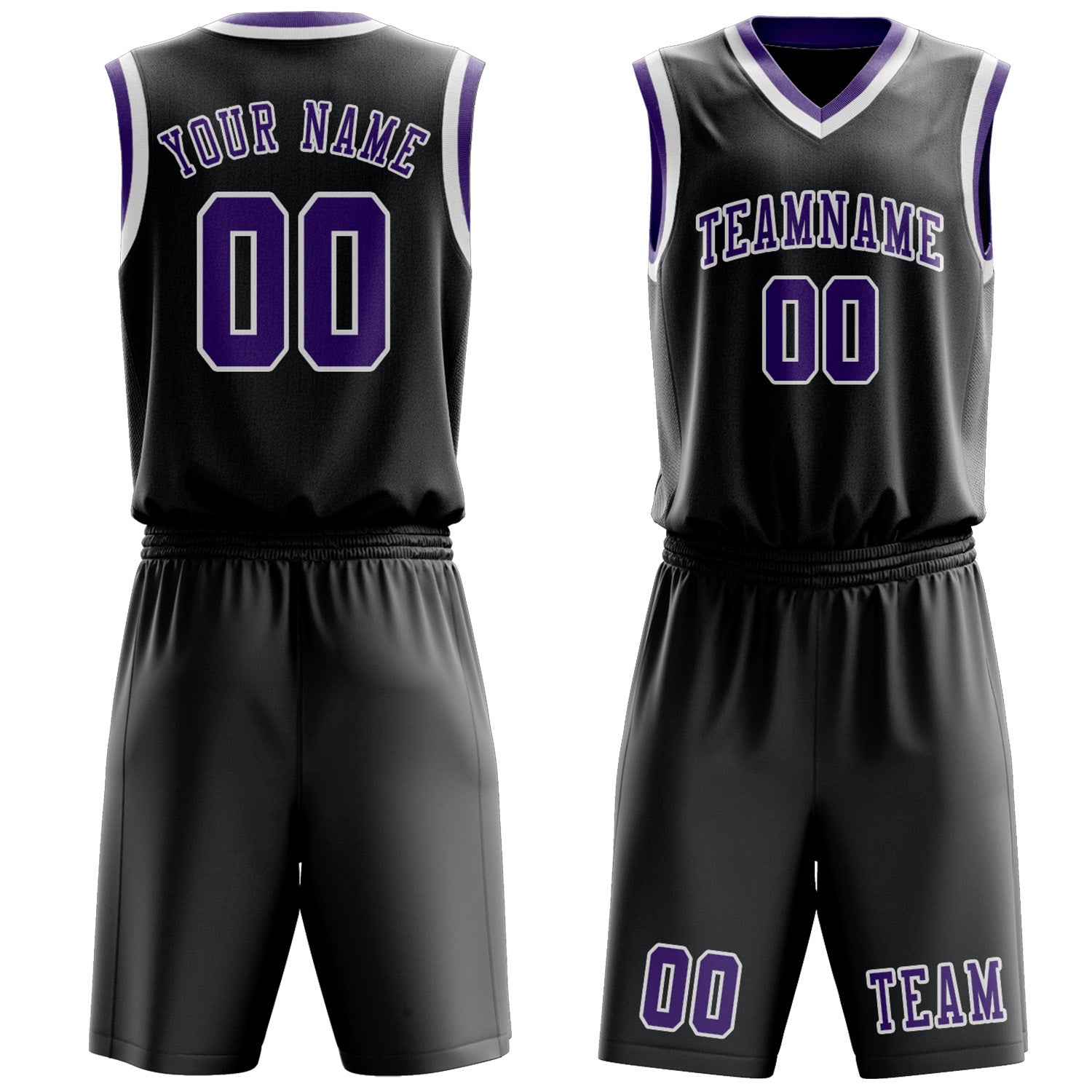 Benutzerdefiniertes Professionelles Dunkelgrau Lavendel Basketballtrikot-Set