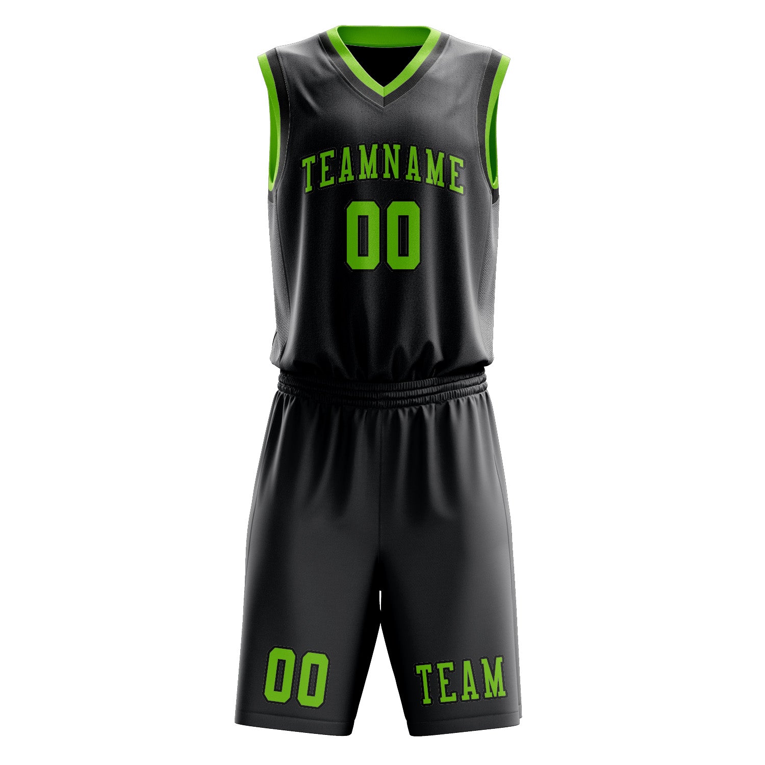 Benutzerdefiniertes Professionelles Dunkelgrau Smaragdgrün Basketballtrikot-Set