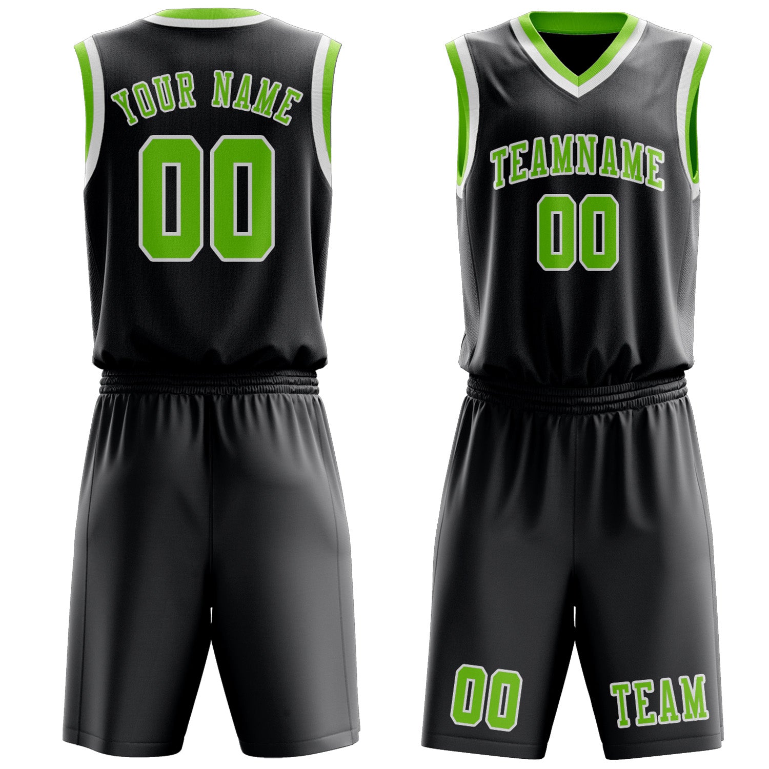 Benutzerdefiniertes Professionelles Dunkelgrau Smaragdgrün Basketballtrikot-Set