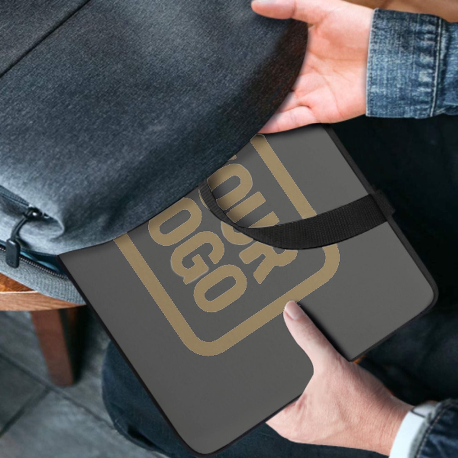 Maßgeschneidertes Dunkelgrau Light Khaki Laptop Tasche
