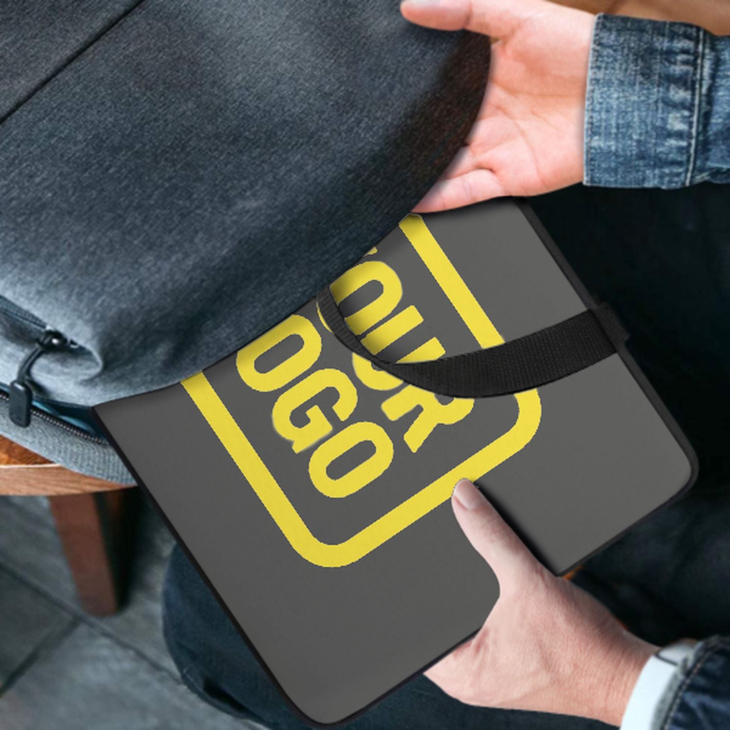 Maßgeschneidertes Dunkelgrau Light Yellow Laptop Tasche