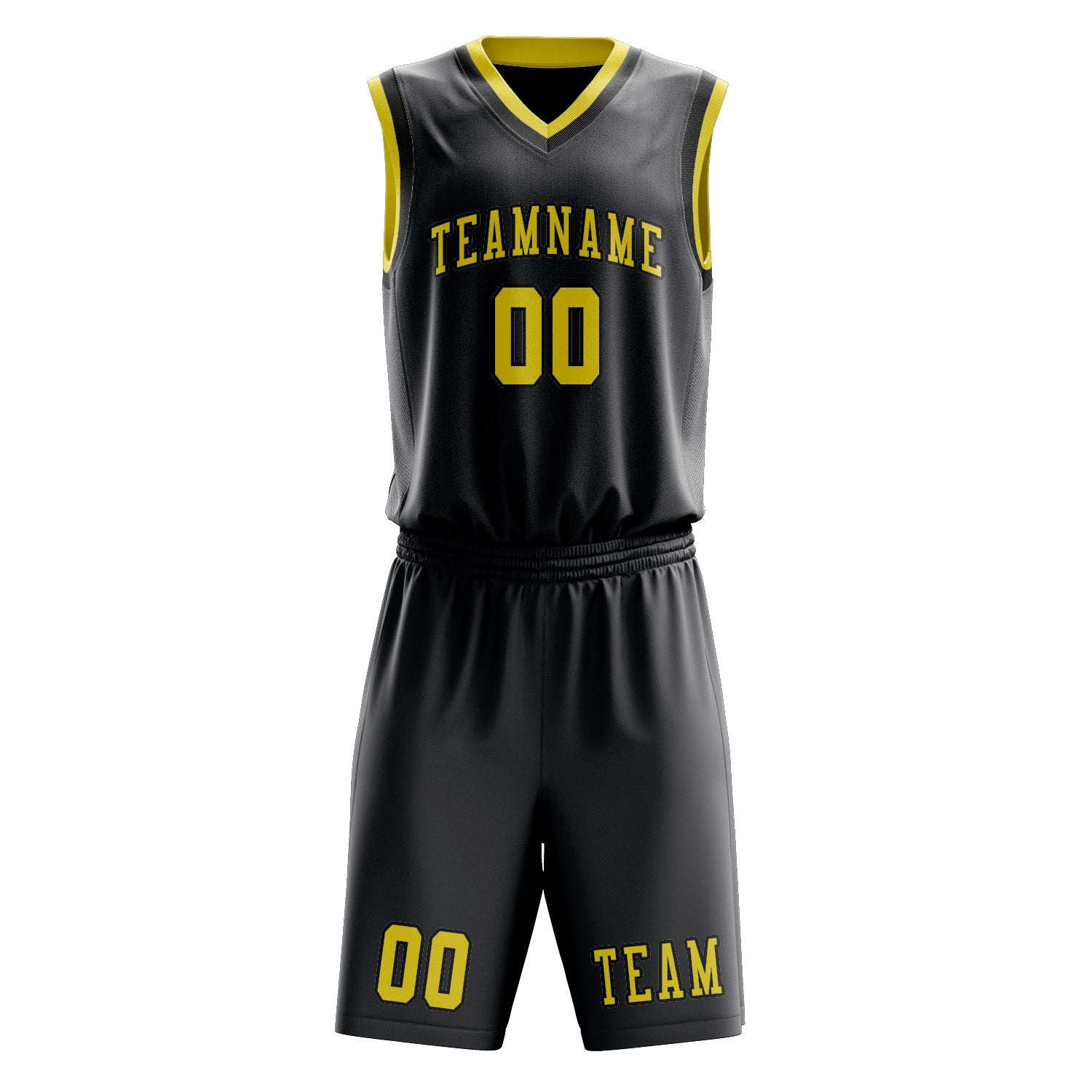 Benutzerdefiniertes Professionelles Dunkelgrau Blassgelb Basketballtrikot-Set