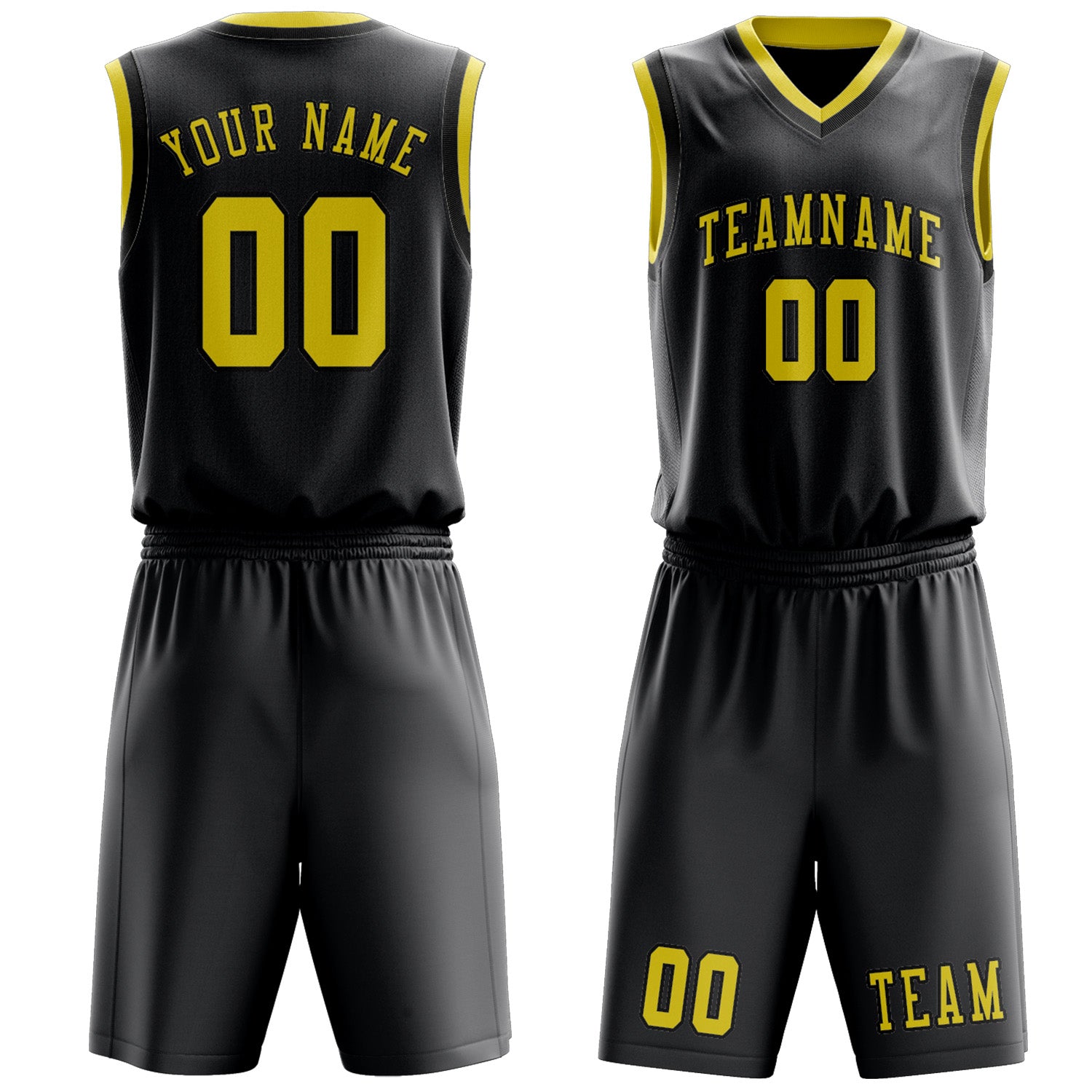 Benutzerdefiniertes Professionelles Dunkelgrau Blassgelb Basketballtrikot-Set