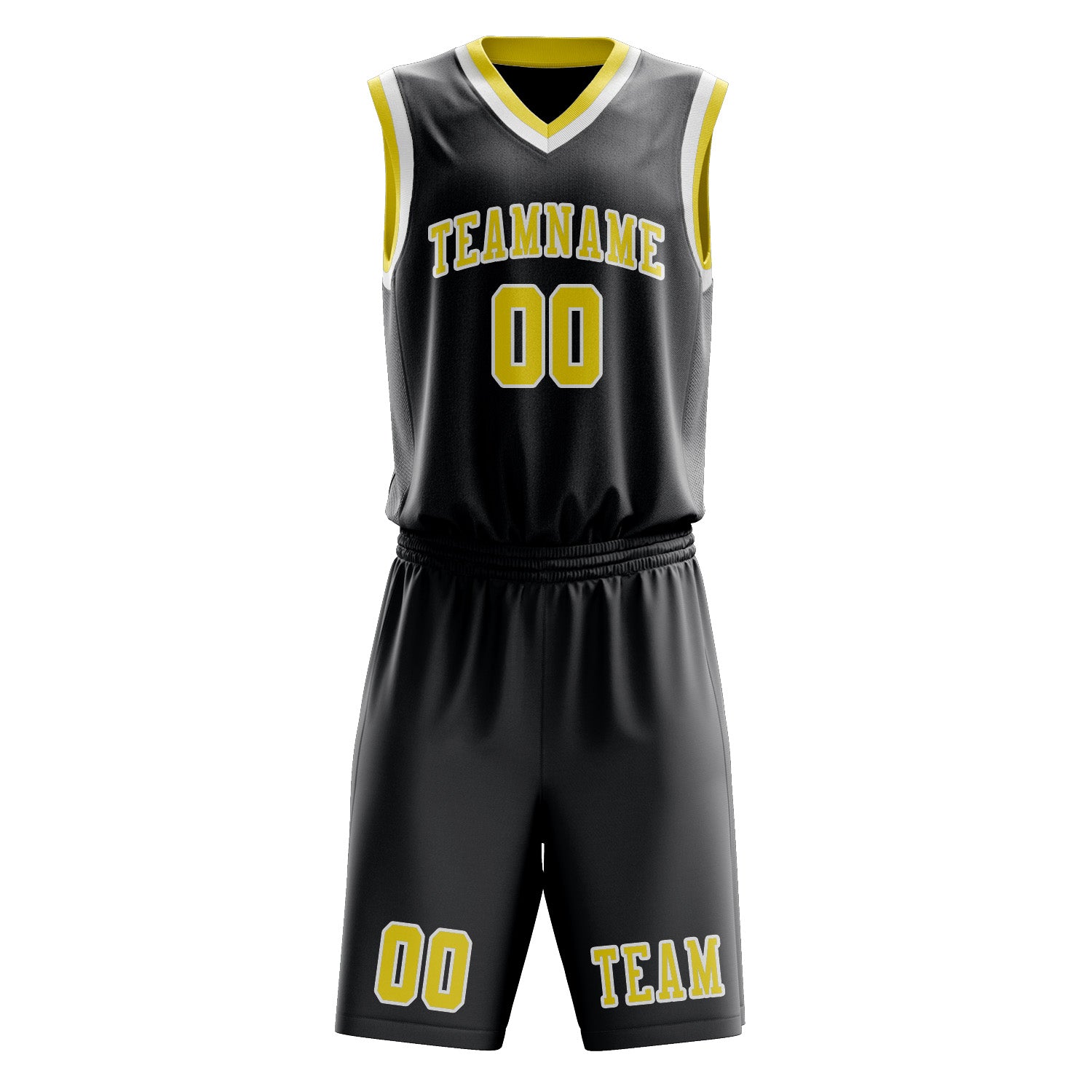 Benutzerdefiniertes Professionelles Dunkelgrau Blassgelb Basketballtrikot-Set