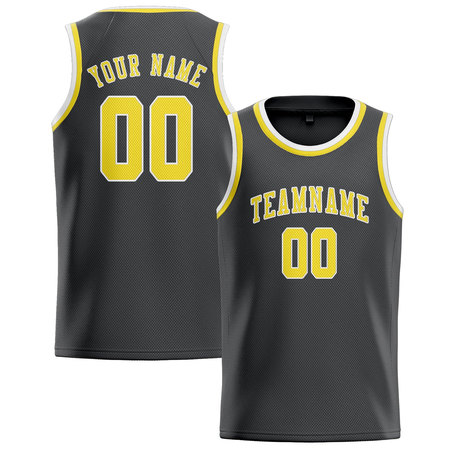 Benutzerdefiniertes Professionelles Dunkelgrau Blassgelb Basketballtrikot