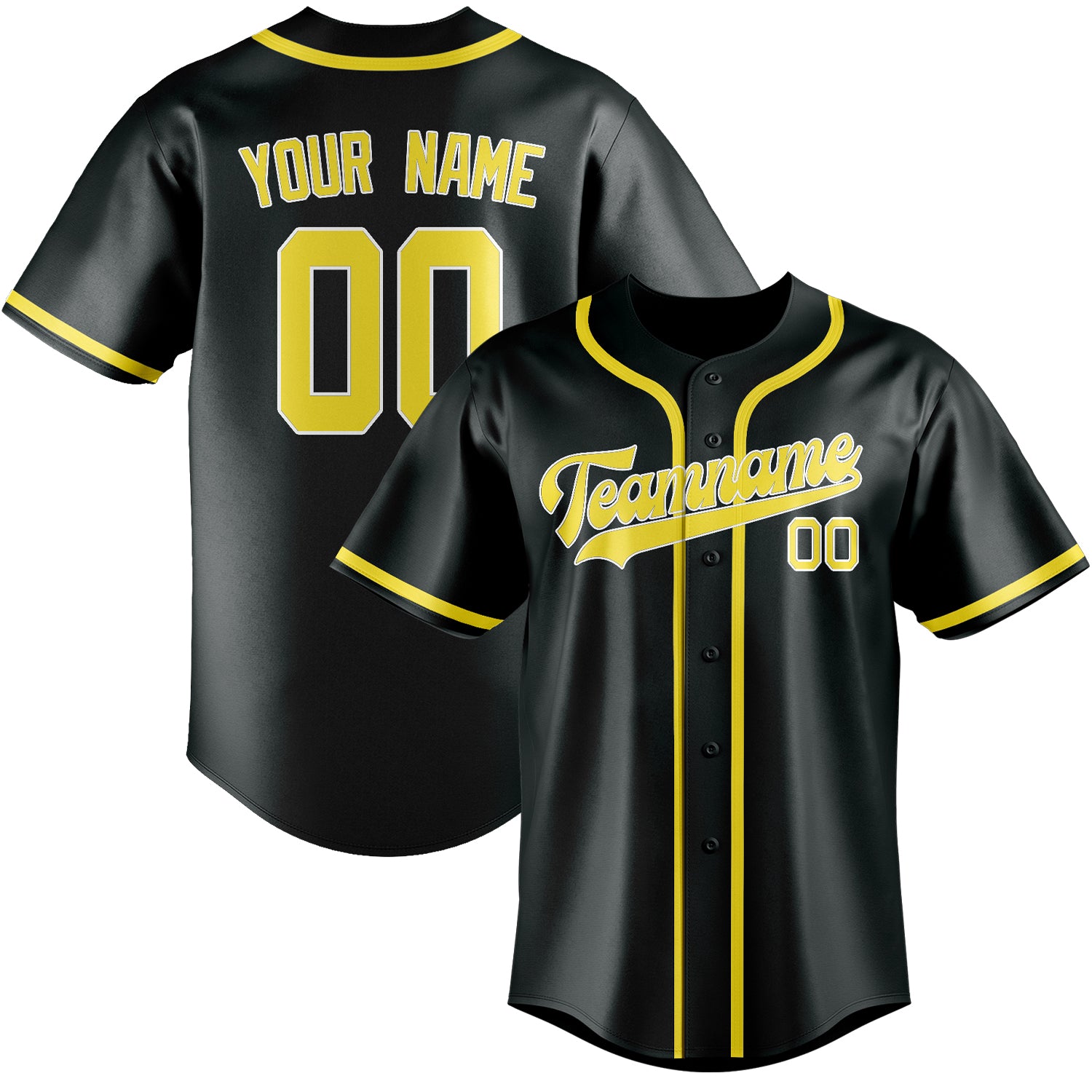 Benutzerdefiniertes Professionelles Dunkelgrau Blassgelb Baseballtrikot