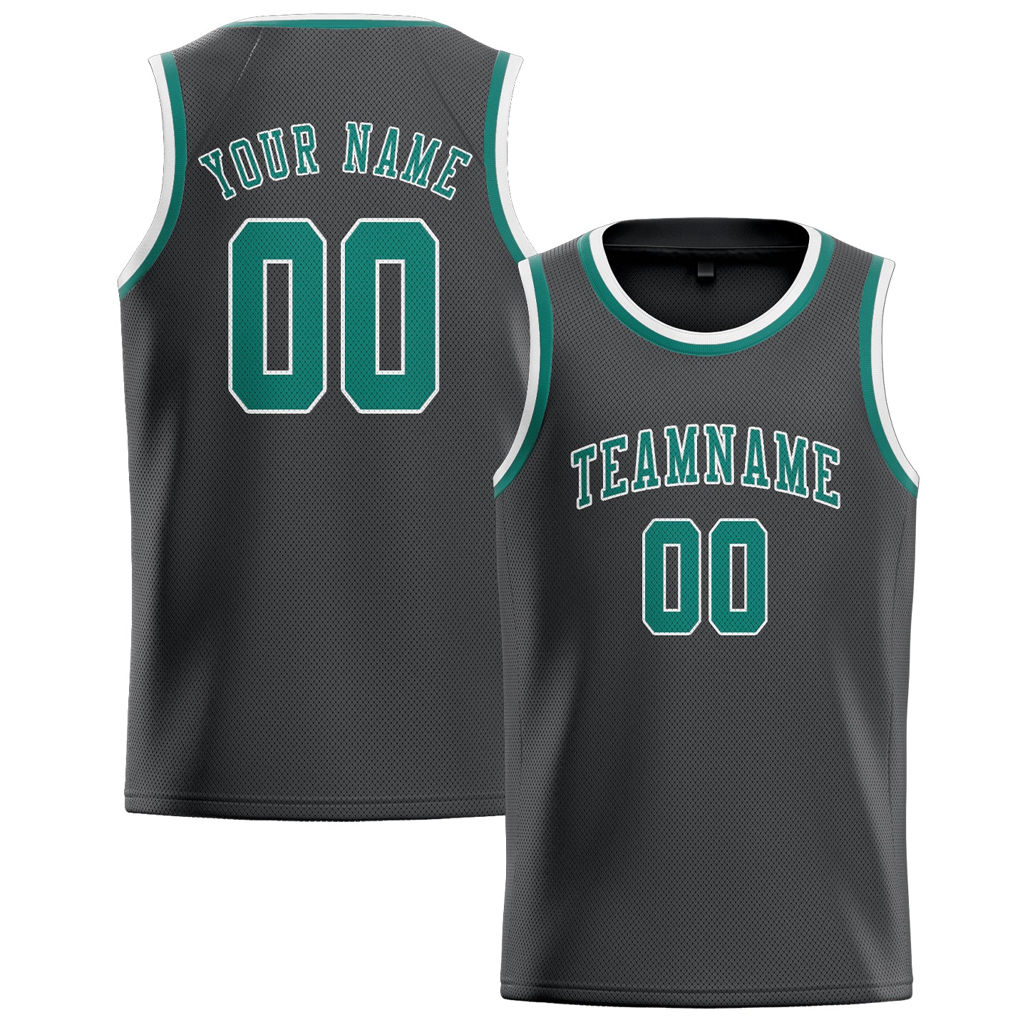 Benutzerdefiniertes Professionelles Dunkelgrau Blaugrün Basketballtrikot