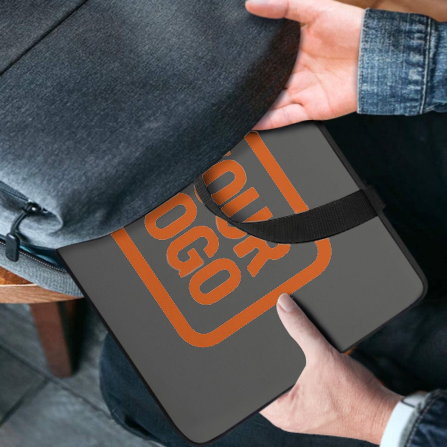 Maßgeschneidertes Dunkelgrau Orange Laptop Tasche