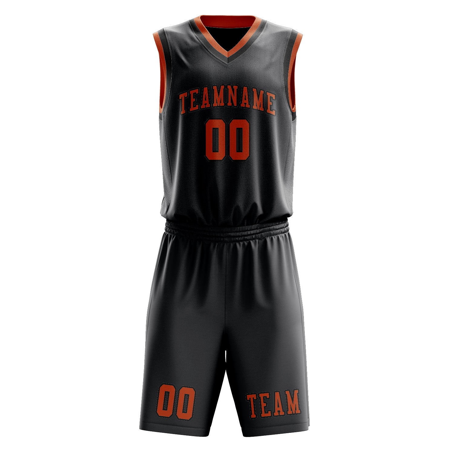 Benutzerdefiniertes Professionelles Dunkelgrau Orange Basketballtrikot-Set