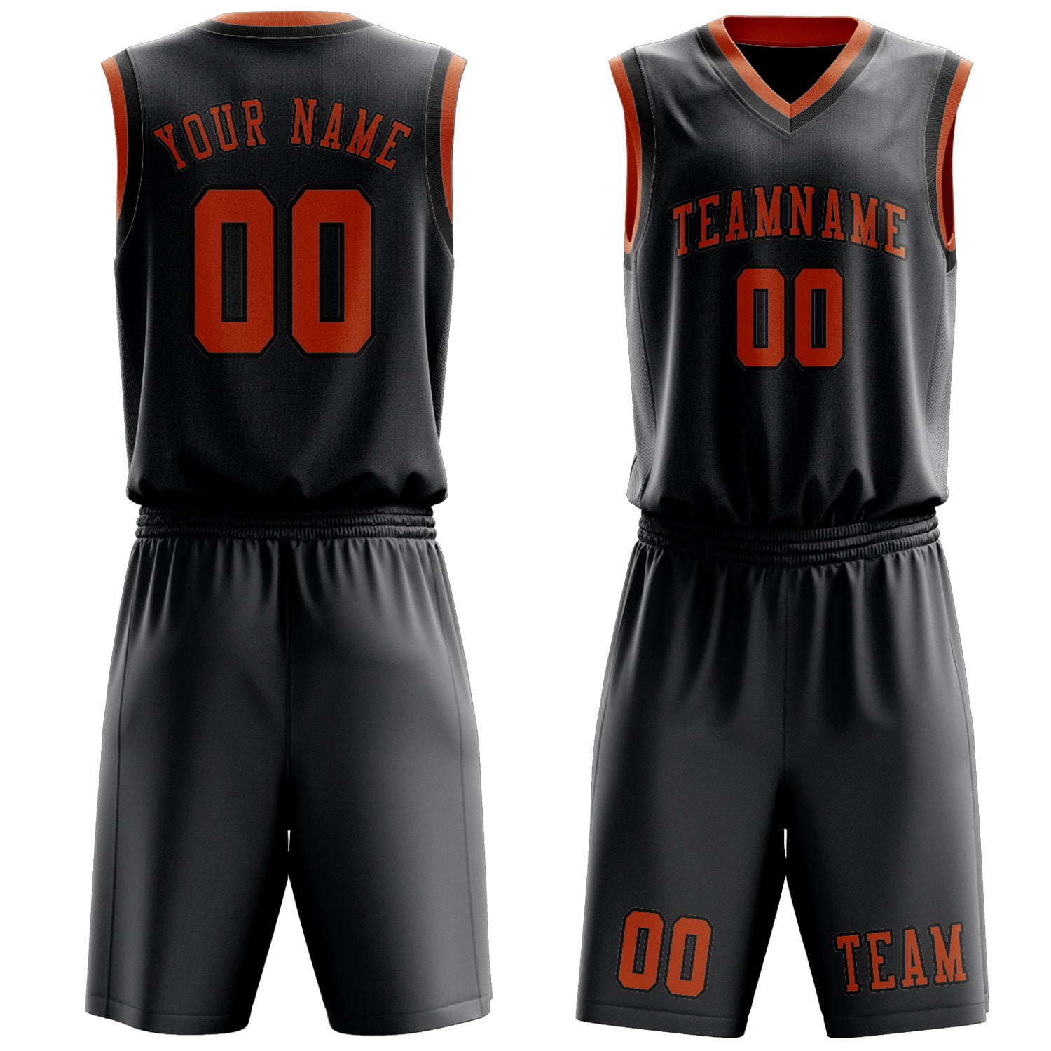 Benutzerdefiniertes Professionelles Dunkelgrau Orange Basketballtrikot-Set