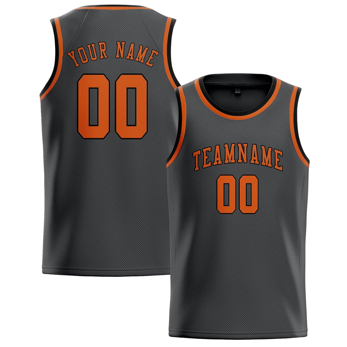 Benutzerdefiniertes Professionelles Dunkelgrau Orange Basketballtrikot