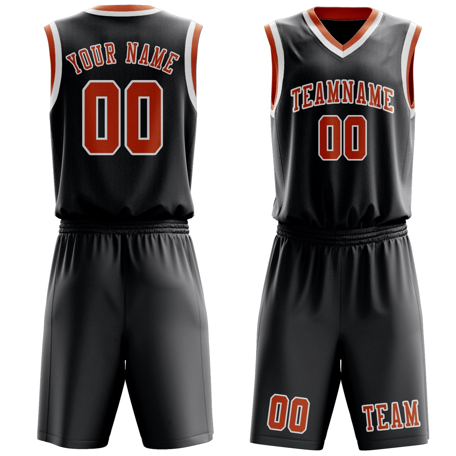 Benutzerdefiniertes Professionelles Dunkelgrau Orange Basketballtrikot-Set