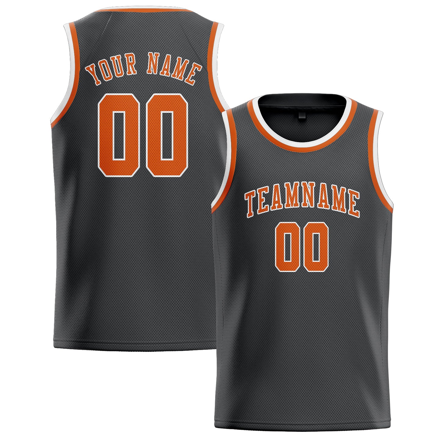 Benutzerdefiniertes Professionelles Dunkelgrau Orange Basketballtrikot
