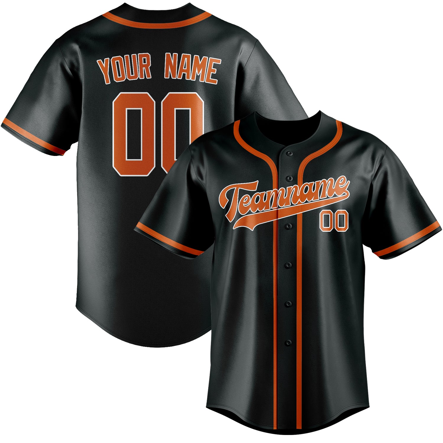 Benutzerdefiniertes Professionelles Dunkelgrau Orange Baseballtrikot
