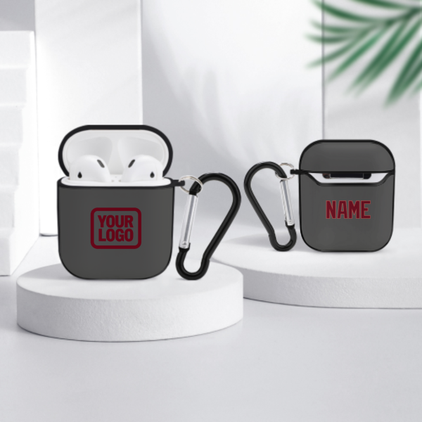 Maßgeschneidertes Dunkelgrau Karmesinrot AirPods-Hülle