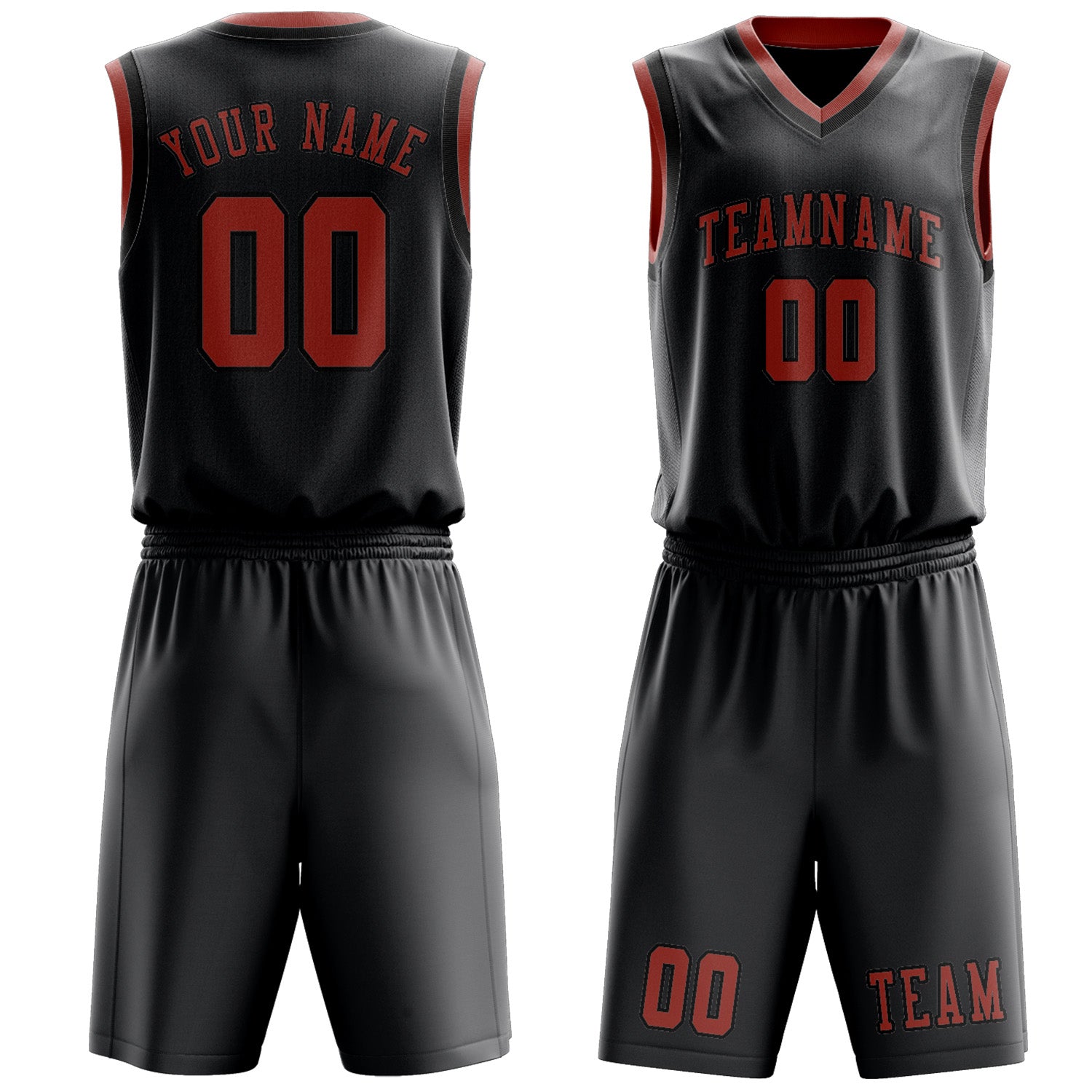 Benutzerdefiniertes Professionelles Dunkelgrau Kupferrose Basketballtrikot-Set