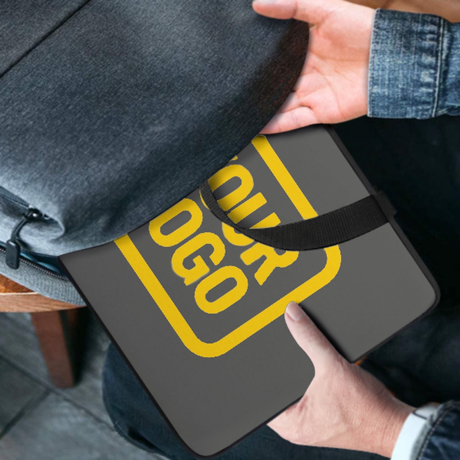 Maßgeschneidertes Dunkelgrau Gold Laptop Tasche