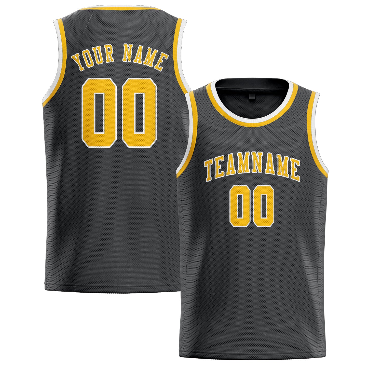Benutzerdefiniertes Professionelles Dunkelgrau Gold Basketballtrikot