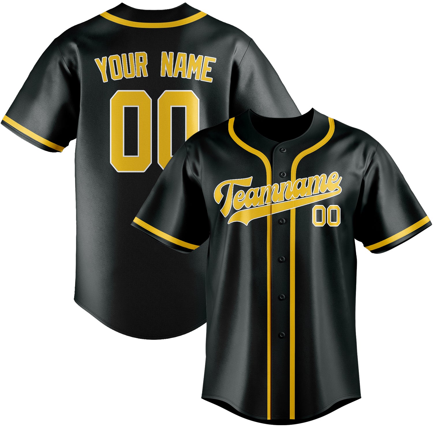 Benutzerdefiniertes Professionelles Dunkelgrau Gold Baseballtrikot