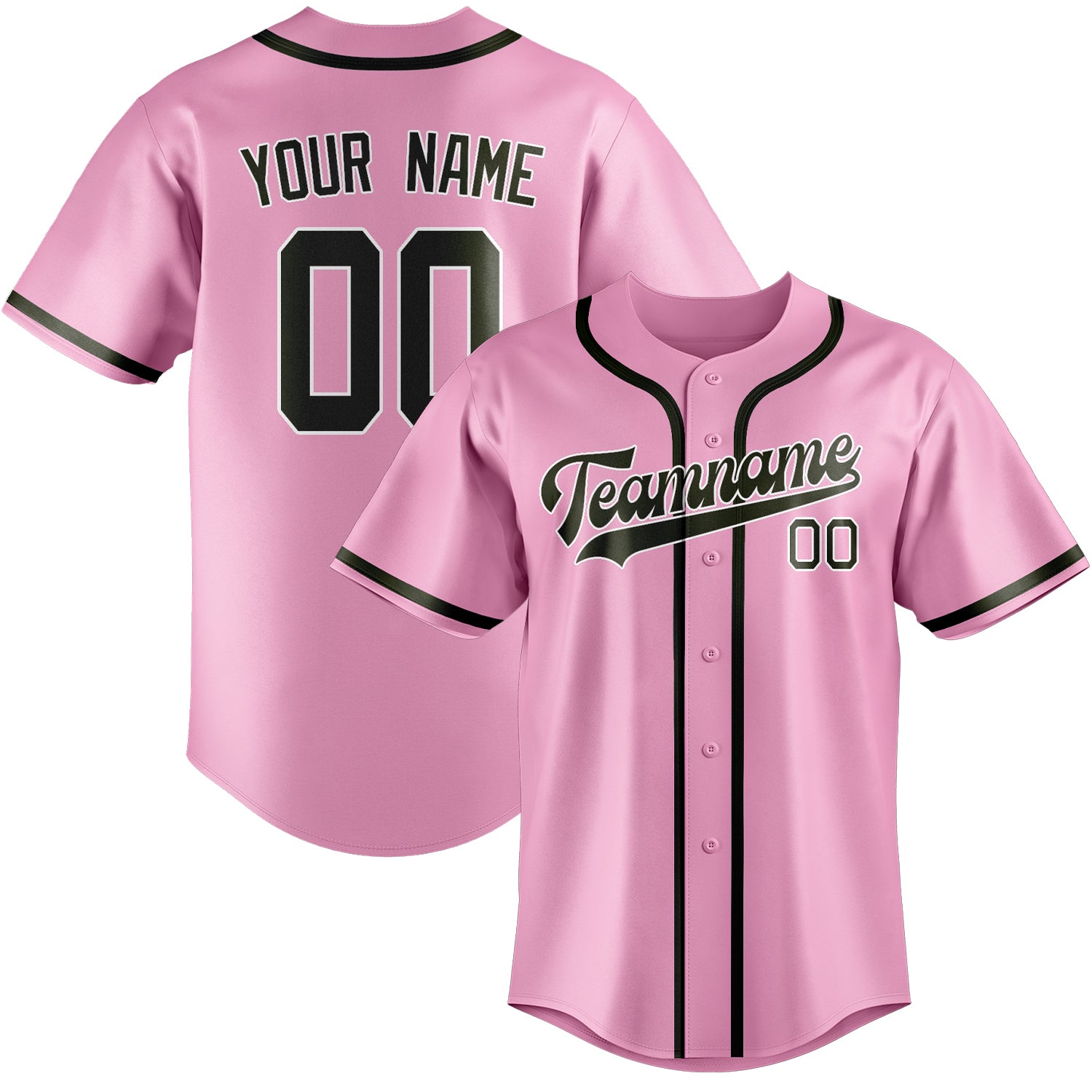 Benutzerdefiniertes Professionelles Rosa Dunkles Oliv Baseballtrikot