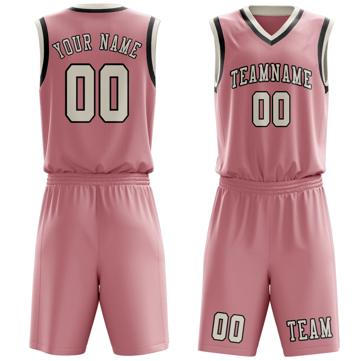 Benutzerdefiniertes Professionelles Rosa Beige Basketballtrikot-Set
