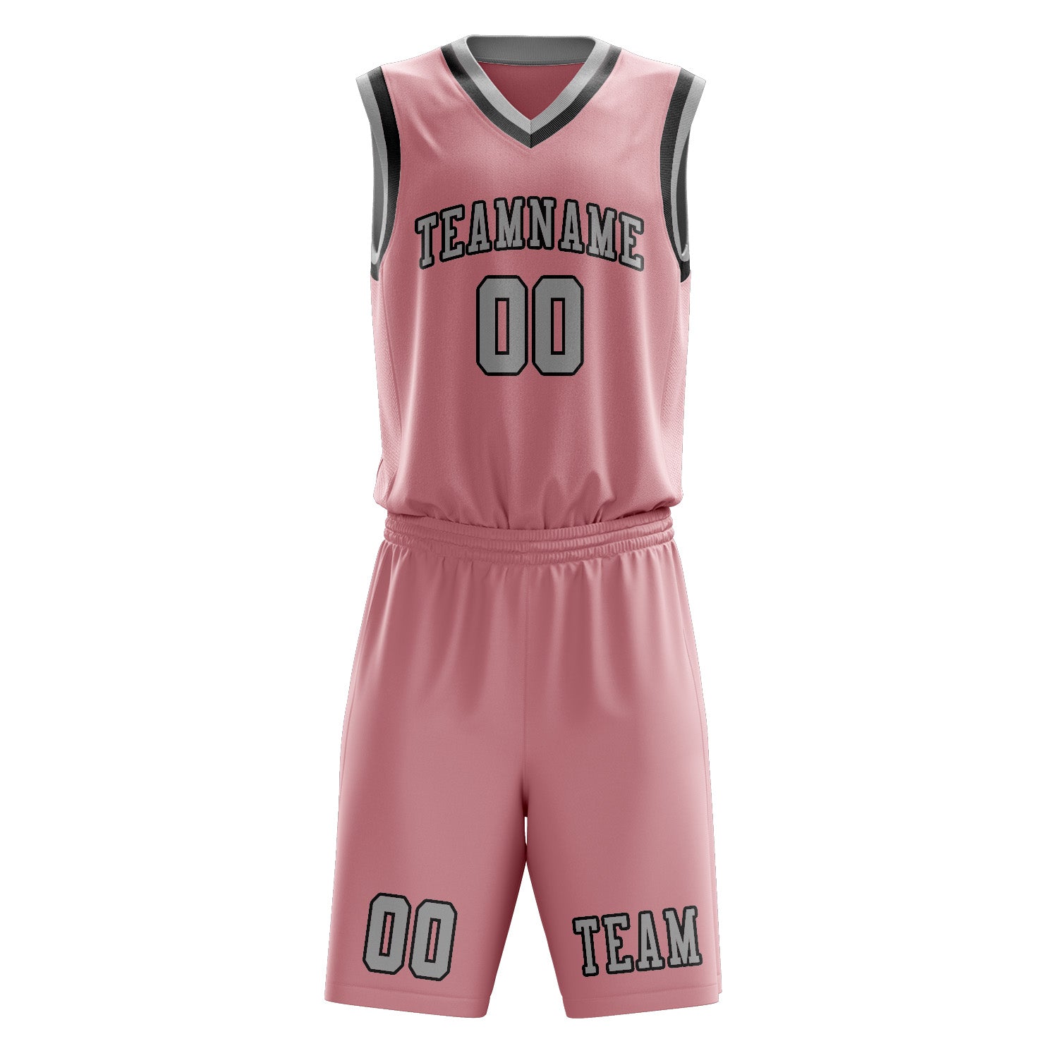 Benutzerdefiniertes Professionelles Rosa Grau Basketballtrikot-Set