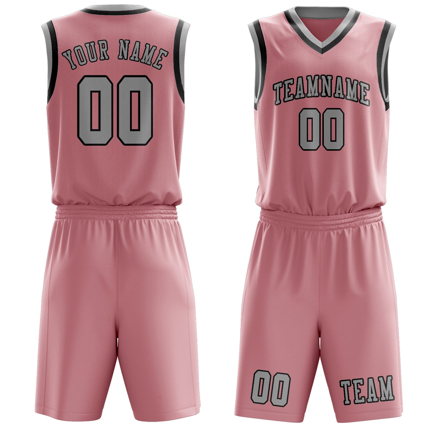 Benutzerdefiniertes Professionelles Rosa Grau Basketballtrikot-Set