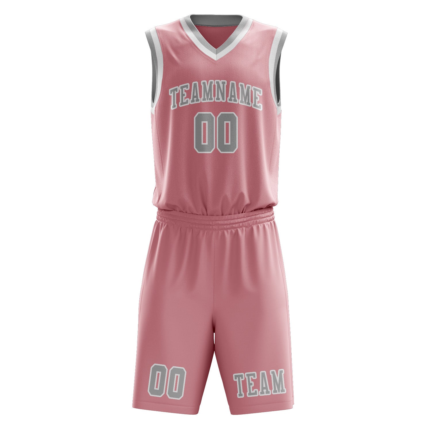 Benutzerdefiniertes Professionelles Rosa Grau Basketballtrikot-Set