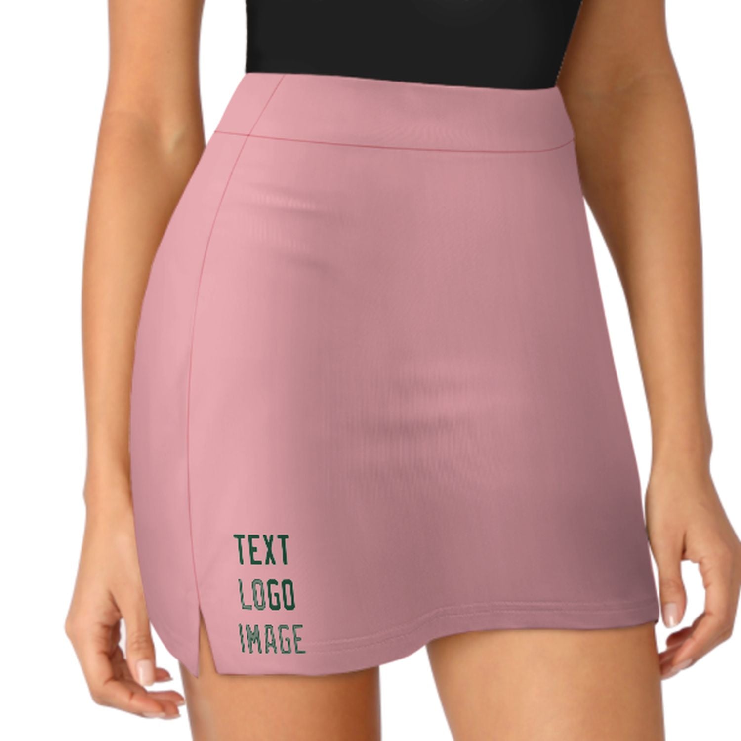 Maßgeschneidertes Rosa Moosgrün A-Linien Skort