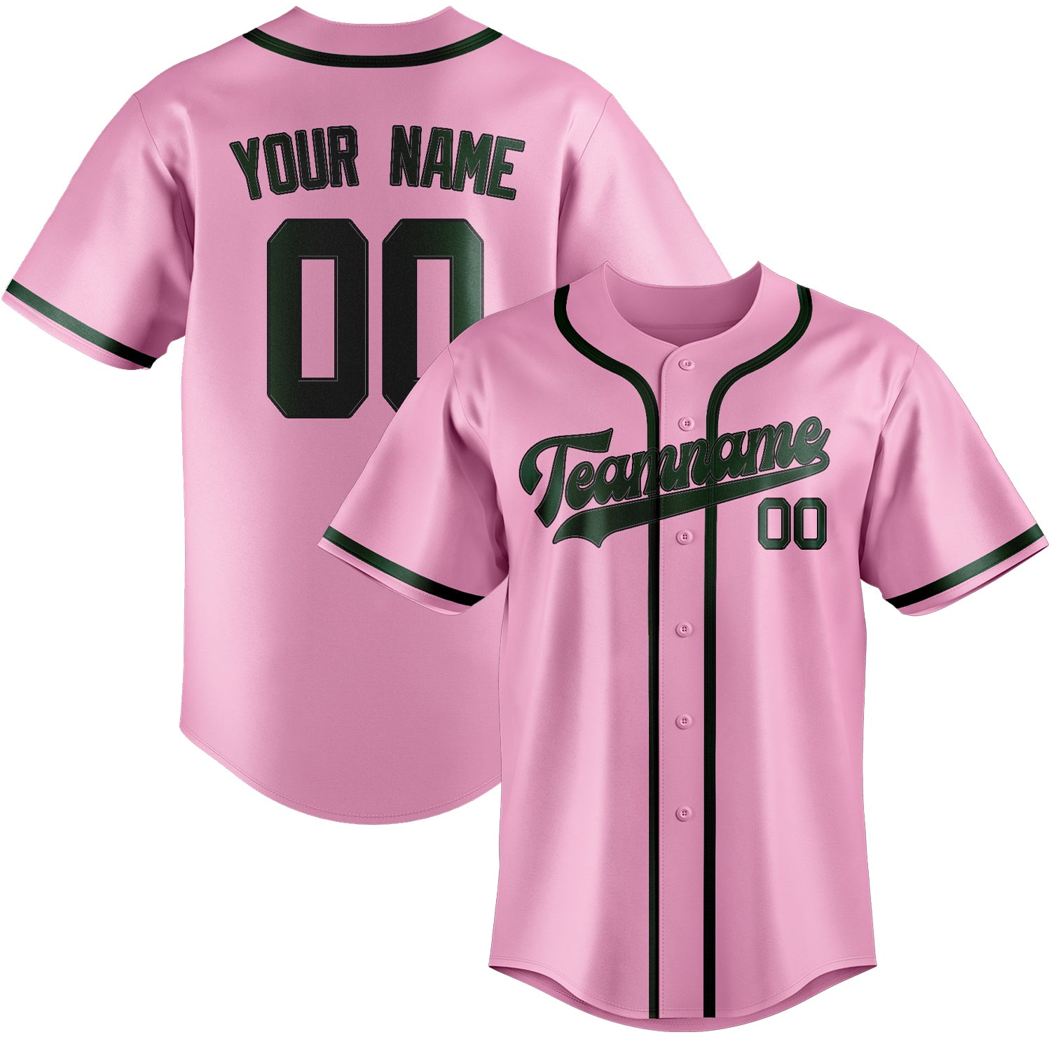 Benutzerdefiniertes Professionelles Rosa Moosgrün Baseballtrikot