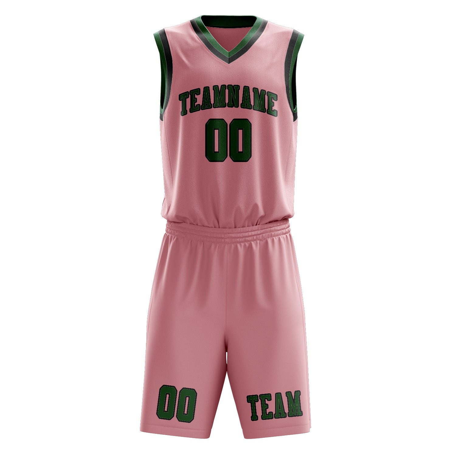 Benutzerdefiniertes Professionelles Rosa Moosgrün Basketballtrikot-Set